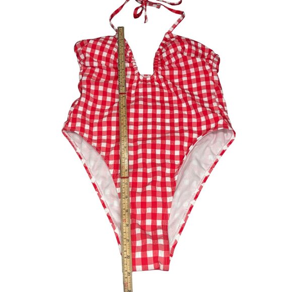 Red & White Gingham Halter One-Piece Swimsuit By Wild Fable Size S - Picture 7 of 11